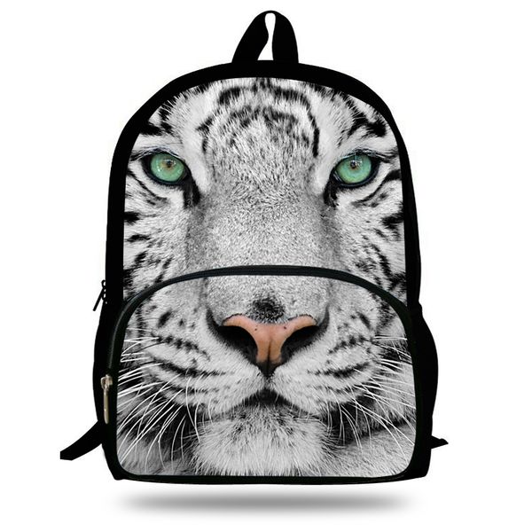 

16-inch cool animal printing backpacks for teenage girls school bag white tiger head backpack for children tiger print bag