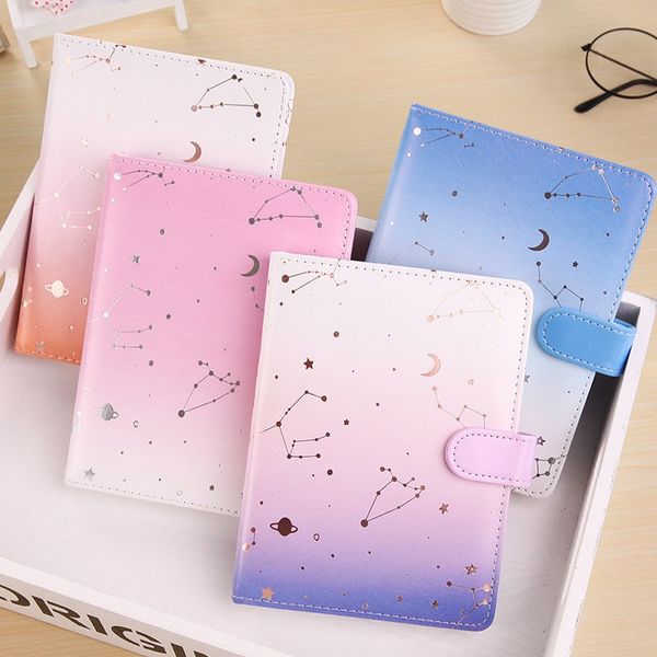 

cute handbook planner leather diary notebook kawaii travel note book candy color constellation soft cover agenda journal notepad, Purple;pink