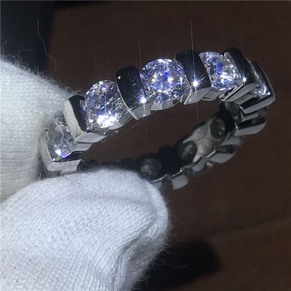 

stunning female 925 sterling silver ring 5mm 5a zircon cz engagement wedding band rings for women bridal jewelry, Slivery;golden