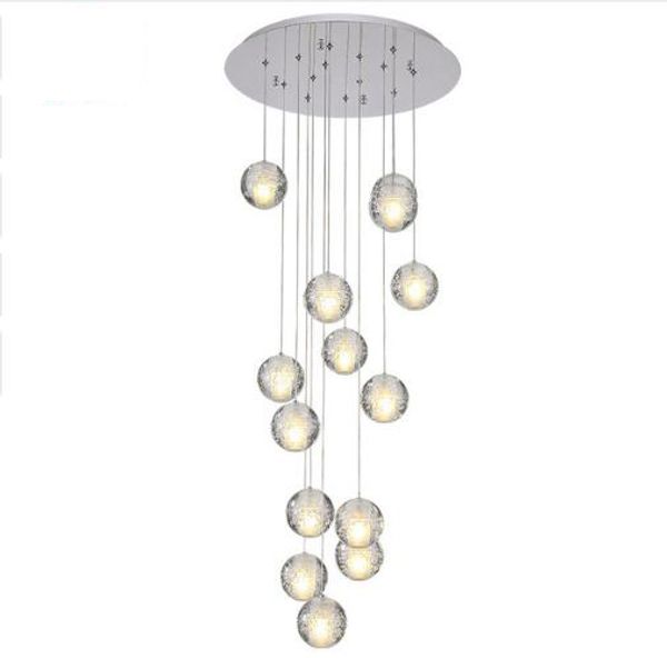 

modern led crystal chandelier large bubble crystals lamp 14 lights hang lustres de cristal stair pendant lighting fixture