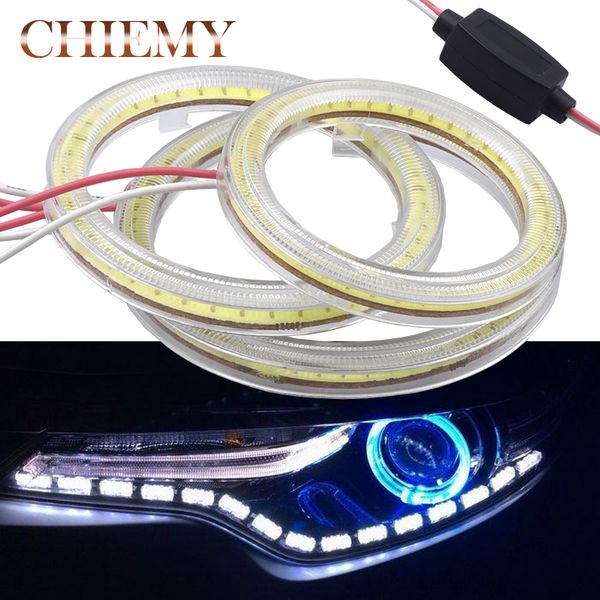 

1x auto super bright halo rings 6000k cob led angel eyes headlight 60mm 70mm 80mm car motorcycle drl light bulb lamp car styling