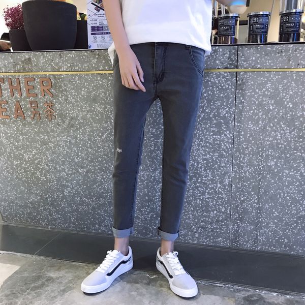 

mid waist full-length men clothes 2018 plus size casual solid mens jeans brand slim fit denim fashion trousers, Blue