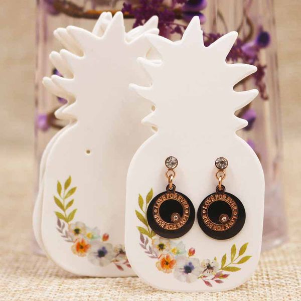

200pc wholesale pineapple life tree cat pattern cute earring tag card square shape small cute earring packing display tag card, Black;white