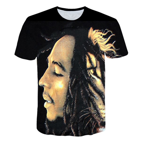 

fashion reggae star bob marley t-shirt funny 3d printed women/men short sleeve t-shirt casual k292, White;black