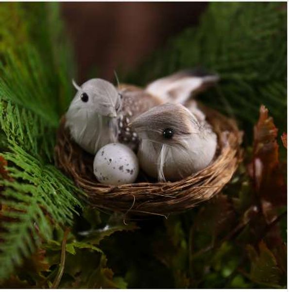 Boneceira Miniatura Resina 3D Bonito Pássaro + Ninho + Ovos Conjunto de Codorna Ovo Mini Ovo Micro Paisagem Mini Jardim Decoração Ornamentos