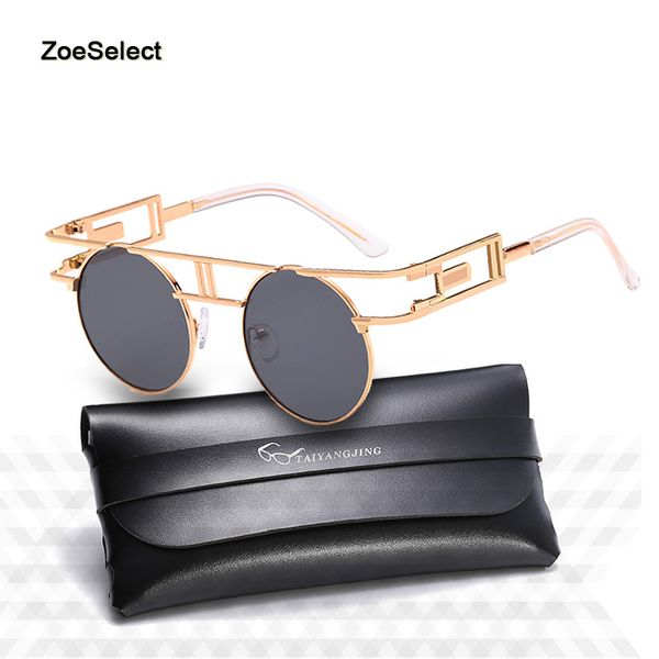 

metal sunglasses men round sunglass steampunk coating glasses vintage retro lentes oculos of male sun, White;black