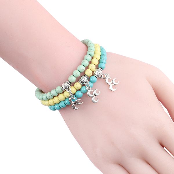 

fashion moon pendant bracelets ladies yoga charm beaded bracelet men's bangles gifts couple distance jewelry pulseira feminina, Black