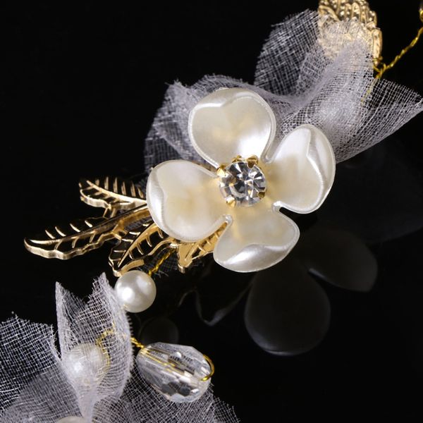 2019 Bridal Pearl Hair Wedding White Flower Headband Prom Hair
