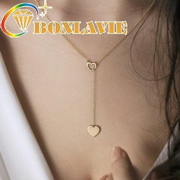 

new trendy alloy metal hollow out heart pendant necklace gold silver color love chain necklace girl's gift factory wholesale
