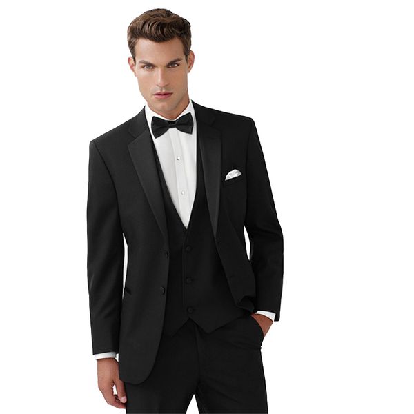 

black men suits for wedding custom made groom tuxedos 3 pieces elegent jacket pants vest slim fit groomsmen suits man blazers, Black;gray