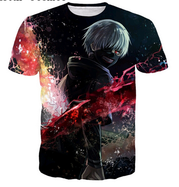 

fashion mens/womans anime tokyo ghoul summer style funny 3d print casual t-shirt plus size zgx037, White;black
