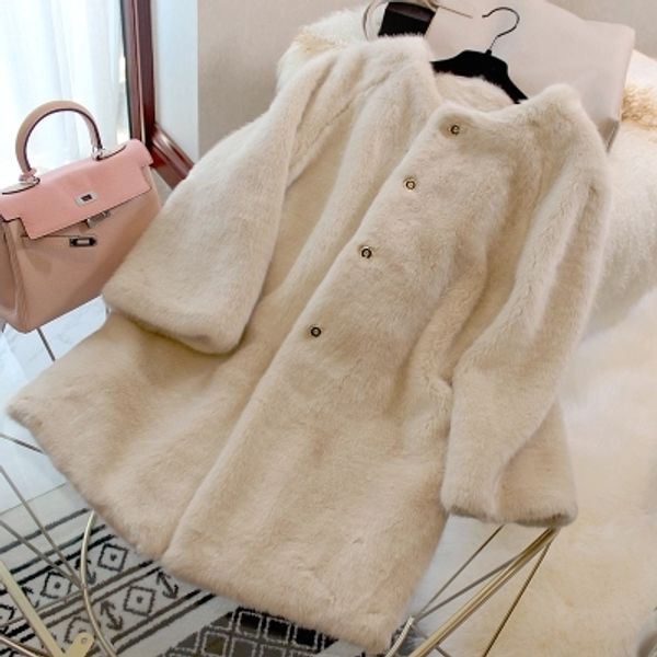 

2018 new style high-end fashion women faux fur coat s1, Black