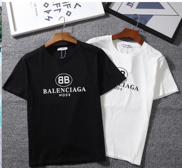 

2018 summer tide brand short-sleeved harajuku style men and women round neck pullover classic letter loog half-sleeved couple shirt breathab, White;black