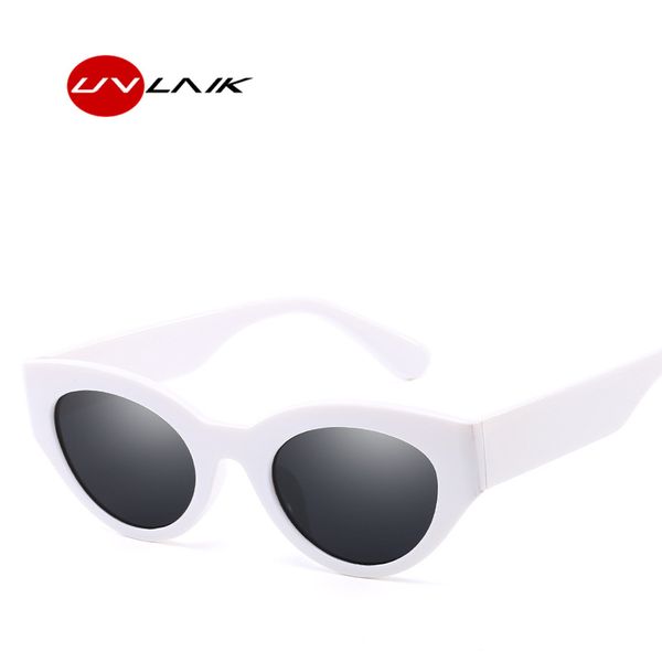 

uvlaik 2018 new cat eye sunglasses for women brand designer sunglass ladies oval sun glasses vintage male fashion glasses uv400, White;black