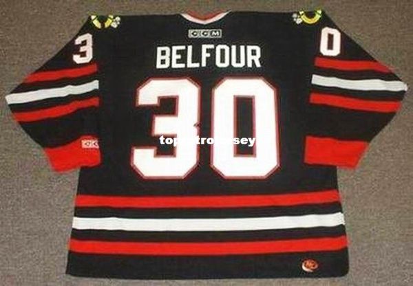 

wholesale mens ed belfour chicago blackhawks 1996 ccm alternate retro hockey jersey, Black;red