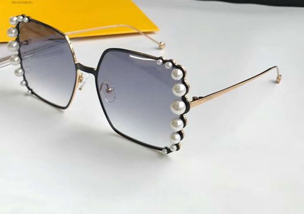 

женские солнцезащитные очки ff0296s black / grey square с жемчугом sonnenbrille, White;black