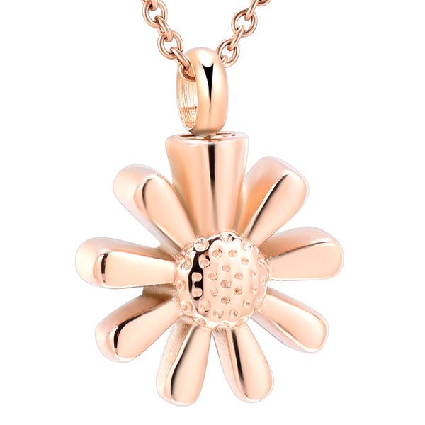 

ijd9595 sunflower cremation urn necklace stainless steel cremation jewelry for ashes pendant necklace charm design for women, Silver
