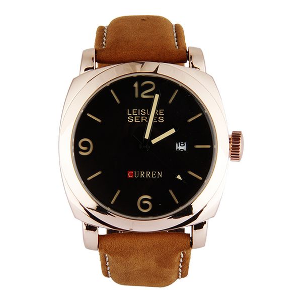 

new curren8158 mens watches brand luxury clock male matte leather strap three dial military waterproof wristwatch quartz thin watch, Slivery;brown