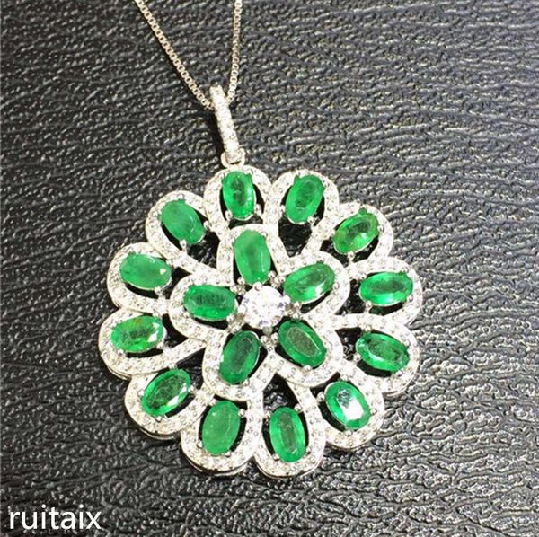 

kjjeaxcmy boutique jewels s925 pure silver natural emerald necklace inlay jewelry female sunflowers gemstone pendant