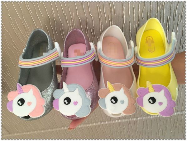 

Мелисса желе обувь 2018 Летние новые девушки единорог принцесса сандалии детская п