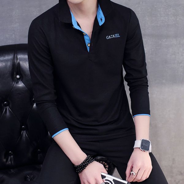 

men shirt long-sleeve black 2018 new spring and autumn thin slim casual male shirt lapel teenage boy fashion p06b, White;black