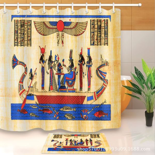 

3d pharaoh print bath shower curtains modern style shower curtain for bathroom decor with 12 hooks floor mats sets