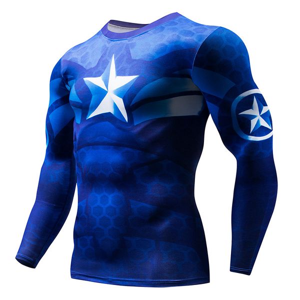 

marvel anime superhero compression shirt men women cycling base layers bicycle rashguard tights breathbale underwear jersey, Black;blue