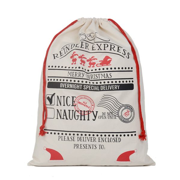 

personalized christmas canvas bag manufacturer stocking drawstring cotton bags 50*70 cm size with ing