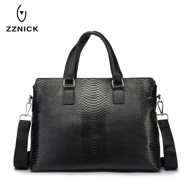 

zznick 2018 new fashion genuine leather men bag shoulder bag messenger bags causal handbag lapbriefcase male