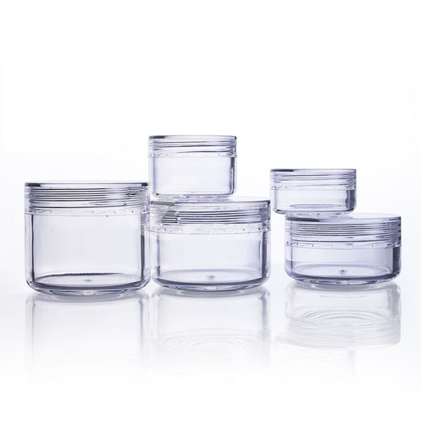 

20pcs/lot clear cosmetic cream jars 3g 5g 10g 15g 20g empty cans for eye shadows plastic sample containers packaging refillable