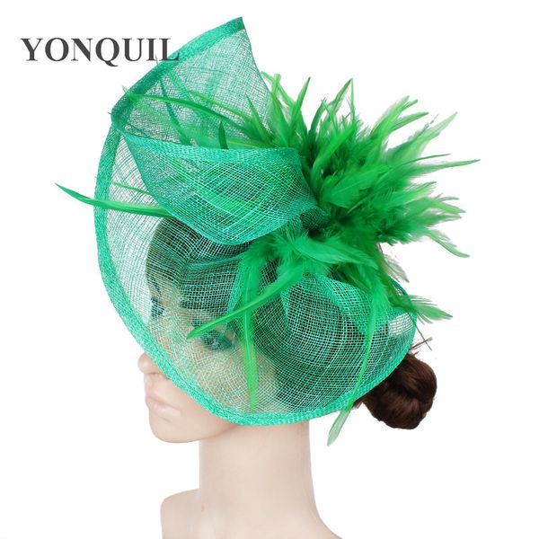 

women multiple colors fascinators hats with feather hair accessories fascinator hat event headwear myq032, Blue;gray