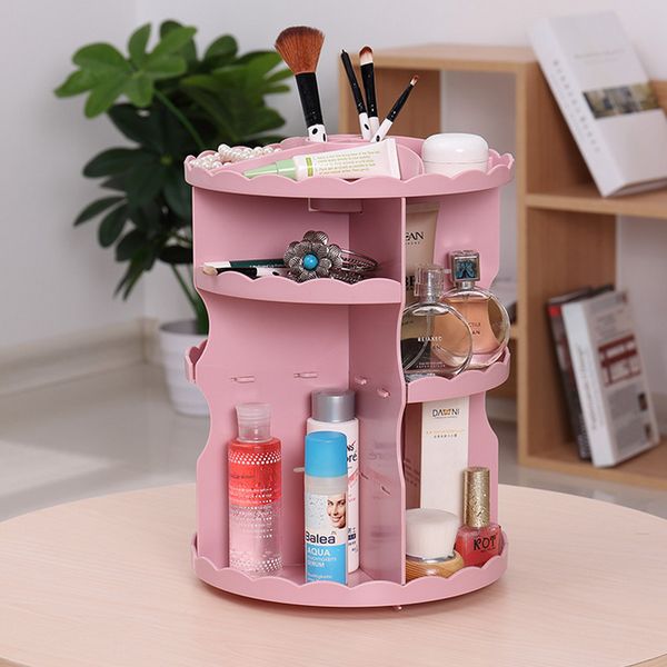 2019 Plastic 360 Rotating Makeup Organizer Desk Accessories Jewelry Storage Boxes Multifunctional Shelf Rack White From Igarden001
