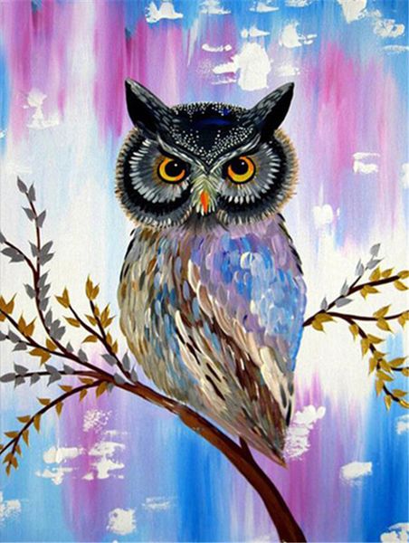 

mosaic home decoration animal cute color owl diy diamond painting cross stitch kit rhinestone full round diamond embroidery ro0063