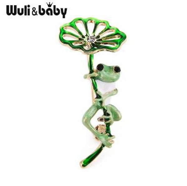 

wuli&baby classic purple green frog leaf brooches alloy animal women's party banquet brooch girls' hats scarf accessories gifts, Gray