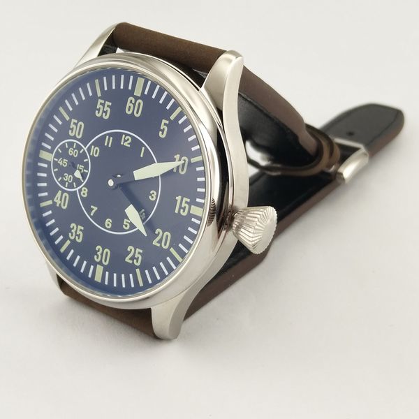 

steel sterile hand-winding green black dial 44mm bands 2706 leather 6497 luminous mechanical men's wristwatch watch case cegad, Slivery;brown