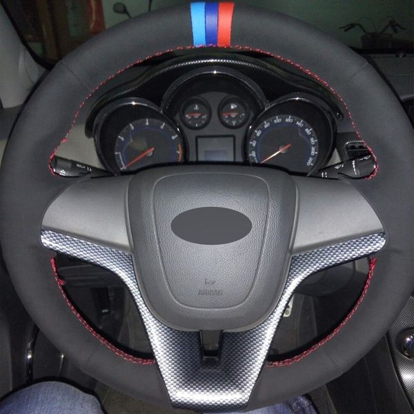 Black Suede Diy Hand Stitched Car Steering Wheel Cover For Chevrolet Cruze 2009 2014 Aveo 2011 2014 Holden Cruze Car Steering Wheels Car Wheel Cover