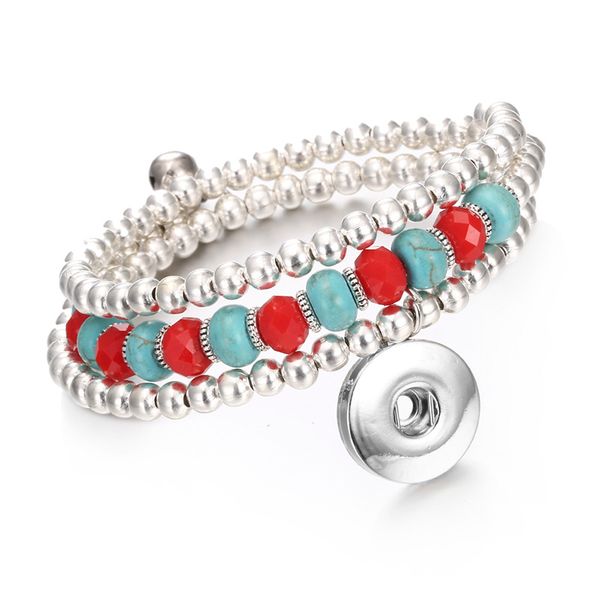 

4 silvery style noosa snap button pearl alloy bracelet fit 18mm adjustable size snap buttons jewelry snap buttons bracelet, Golden;silver