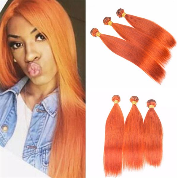 Orange Color Hair Bundles Silky Straight Burnt Orange Virgin