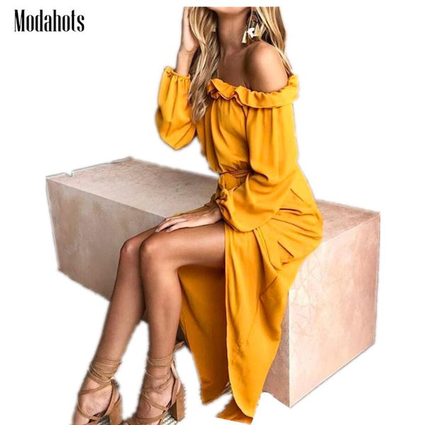 

2018 new bohemian off shoulder ruffles women summer beach long dresses vintage floral print maxi dress split vestido, Black;gray