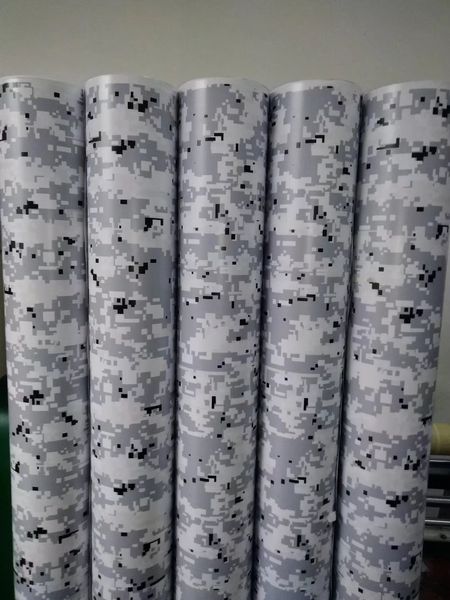 Impressionante Ubran Digital White Camo Vinyl per Car Wrap Con bolle d'aria Free Camouflage Car wrapping grafica dimensioni 1.52x30m