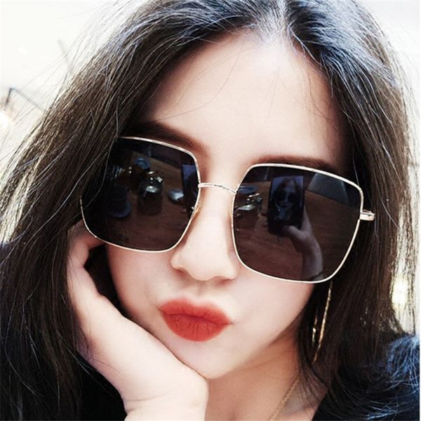

square sunglasses celebrity metal lens oversized new fashion women brand sunglasses mirror men oonhh, White;black