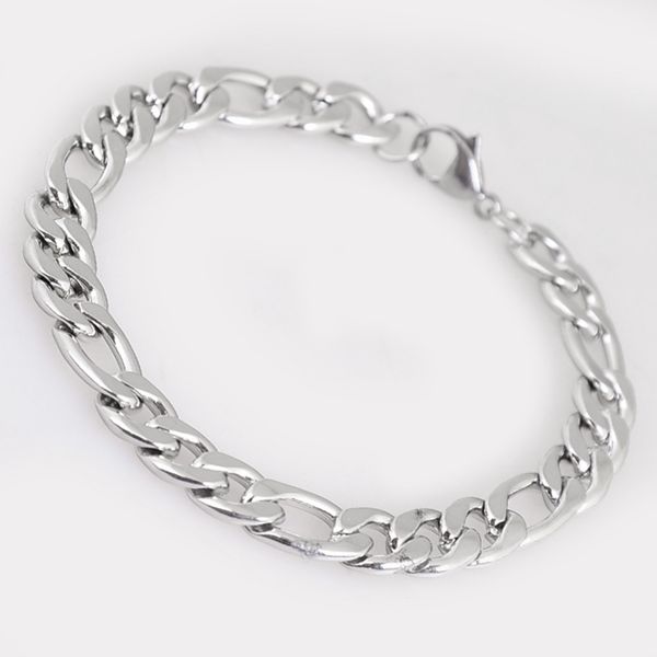 

wholesale 4 style men stainless steel bracelets trendy link wrist chain silver color bracelet punk rock jewelry, Black
