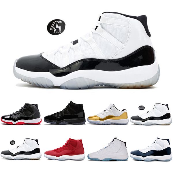 

2019 new 11 11s cap and gown prom night men basketball shoes gym red bred prm concord 45 cool grey mens sports sneakers