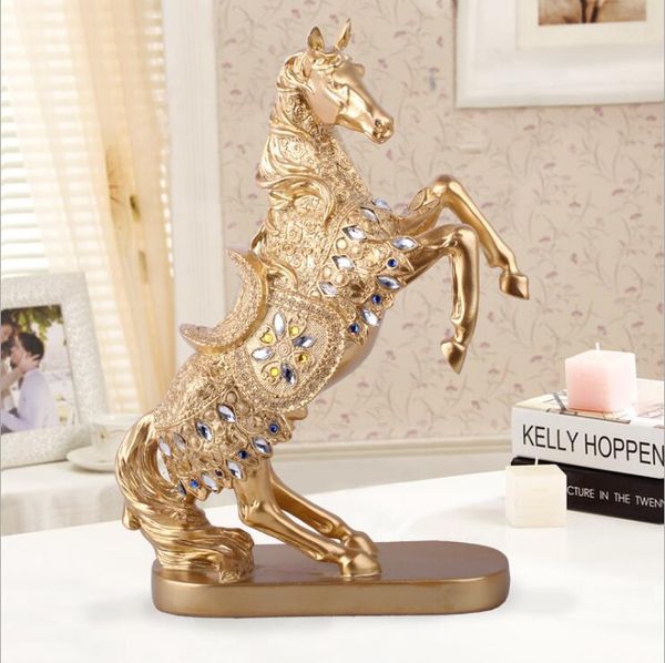 

resin golden horse figurine colophony miniature figurine home decor animal craft gift for home office gifts
