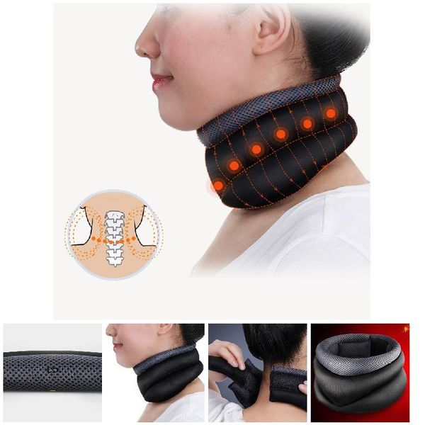 

2019 new neck soft support air brace relief pain posture correct collar with tourmaline health care asd88, Black;yellow