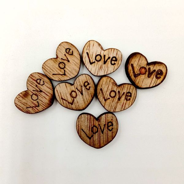 

400pcs rustic wooden love heart wedding table scatter decoration crafts children's diy manual patch