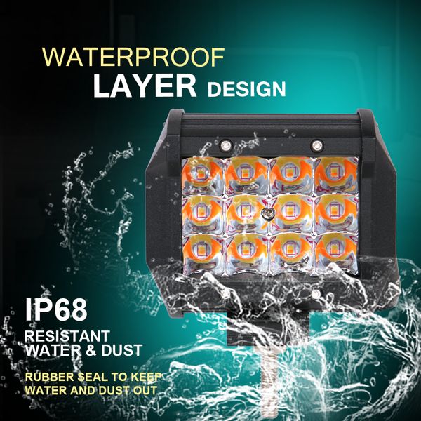 

4 inch car led light bar five function amber white 36w led fog lamp strobe led bar for offroad suv atv snowmobile