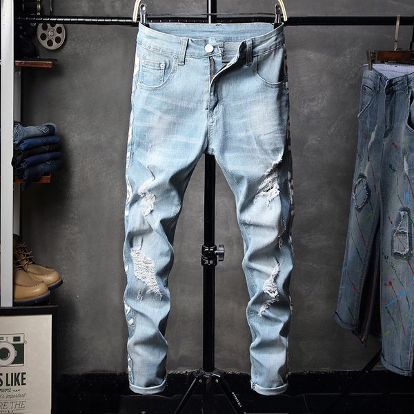 

2018 autumn winter new style pants body strength men s jeans chinese version waist holes jeans trousers jd1633, Blue