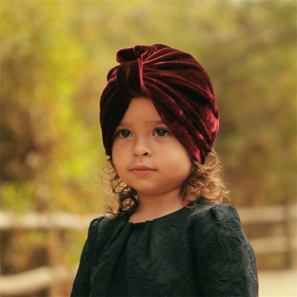 

cute baby hat cotton velvet soft turban knot girl summer hat bohemian style kids newborn india cap for baby girls d0950, Yellow