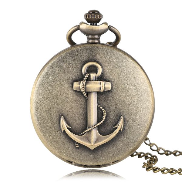 

Бронзовый Большой Якорь Дизайн Кварцевые Карманные Часы Ожерелье Женщины Мужчин